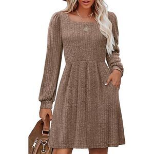 Knit Sweater Dress with Pockets, SMALL, 12H-175D006